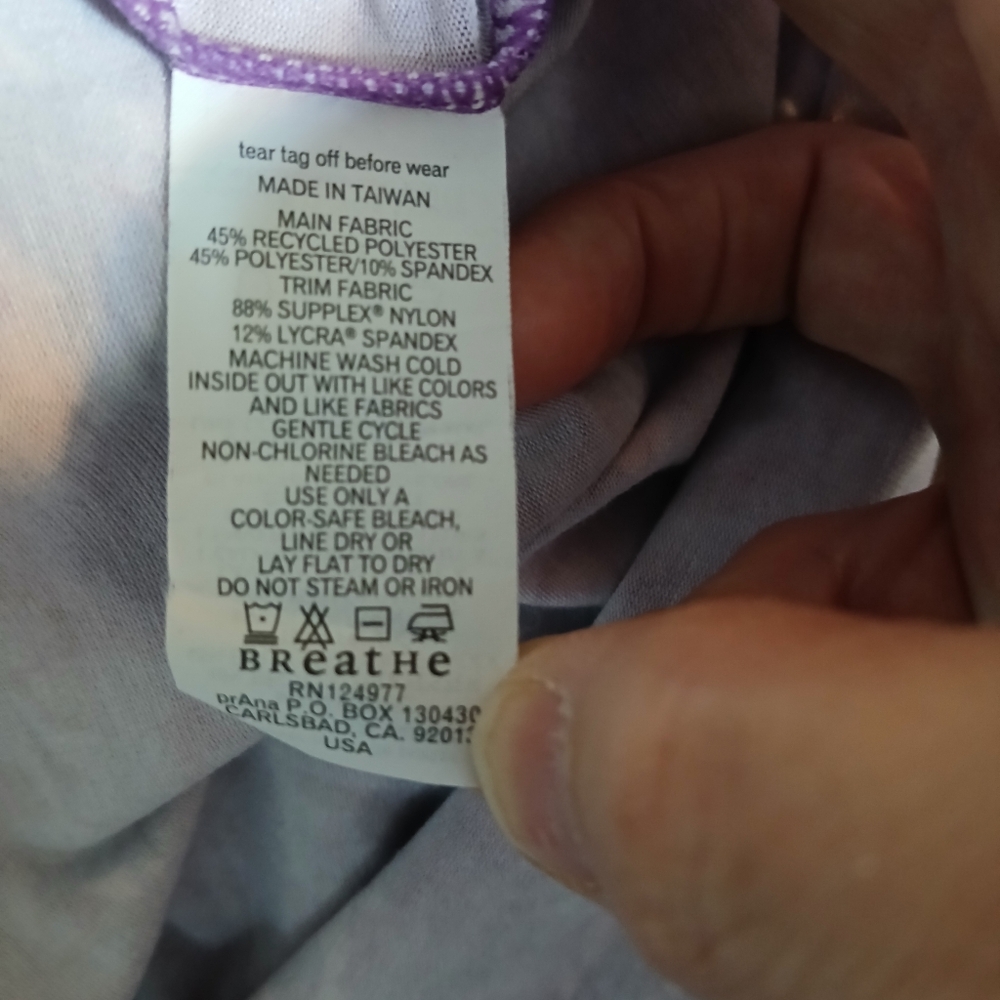 Prana Dress Women's Size Medium Black Purple Active Floral Shelf Bra Racerback - Picture 9 of 12